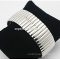 Casual style Top quality mirror polish mens and womens stretchable 316L stainless steel wide elastic bangle bracelet